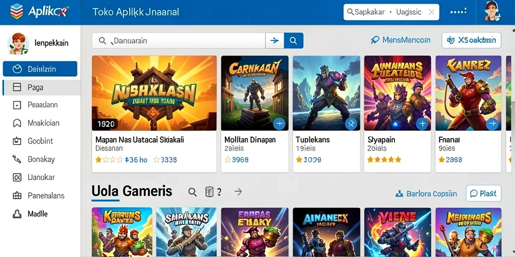 Tampilan awal yang memikat dengan grafis yang kaya.